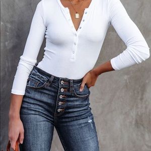 Elise Ribbed Vici Bodysuit, size Medium